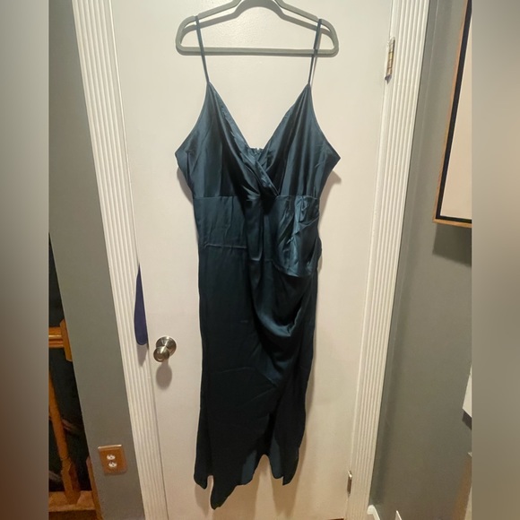 Shein Plus Ruched Wrap Satin Bridesmaid Dress - Picture 4 of 5